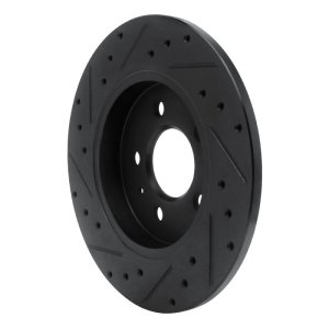 Audi A4 Brake Rotor (1) - Rear Right - R1 Concepts - Drilled & Slotted - Black - `00-`09